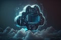 This 3D illustration masterfully captures the cloud computing, transformative in the digital realm. Captivating internet-themed