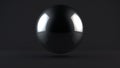 3D illustration of a metal ball in a dark Studio. A ball of chrome, titanium, platinum or silver. Abstraction, 3D rendering.