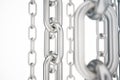 3D illustration metal chains. Metal, steel chains isolated on white background. Metal chains for industrial. Strong link