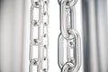 3D illustration metal chains. Metal, steel chains isolated on white background. Metal chains for industrial. Strong link