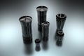3D illustration of metal collets for instruments Royalty Free Stock Photo
