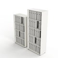 3D illustration of a metal filing cabinets on a white background