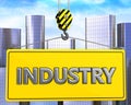3d crane hook with metal industry sign