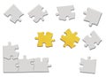 3d illustration metal puzzle pieces Royalty Free Stock Photo