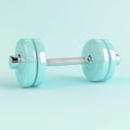D Illustration of Metallic Blue Dumbbell Royalty Free Stock Photo