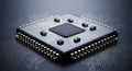 3D Illustration of a Microprocessor Chip on a Circuit Board Royalty Free Stock Photo