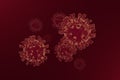 3D Illustration of Microscopic Viruses, Red Background, Coronavirus Covid-19 Royalty Free Stock Photo