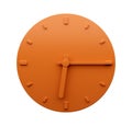 3D illustration of a minimalistic orange clock showing quarter past six