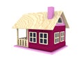3D illustration. Minimalistic toy house isolated on a white background