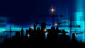 3d illustration of mobile and tower cranes in silhouette Royalty Free Stock Photo