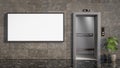 3D illustration. Mockup billboard and two elevators. Useful for your advertising. Panoramic 3D rendering Royalty Free Stock Photo