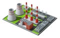 3d illustration. Model of a coal-fired power plant. Isometric view