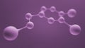 3d illustration. Model of dopamine molecule, Hormone of Happiness. Monochrome purple modern disign.