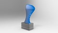 3D illustration of a modern abstract sculpture in blue color in the shape of a cobra