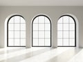 Modern arched black loft window