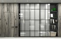 Modern loft wooden metal sliding wardrobe doors Royalty Free Stock Photo