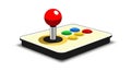 3d illustration of a modern game controller with red joystick and colorful buttons on black base Royalty Free Stock Photo