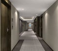 3d illustration of modern hotel corridor