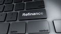 3D Illustration of Modern Keyboard with the Word Refinance Royalty Free Stock Photo
