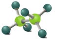 3D illustration molecular model of ethane molecule.