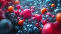 3D illustration of molecular modeling showcasing dynamic interactions of colorful molecules in vibrant environment. image captures Royalty Free Stock Photo