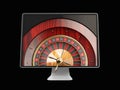 3d illustration of Monitor with casino roulette wheel on screen. Gambling app concepts. Royalty Free Stock Photo