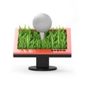3d illustration: Monitor with a golf ball