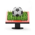 3d illustration: Monitor with a soccer ball
