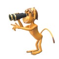 3D Illustration Monkey with Binoculars