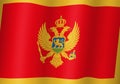 montenegro national flag 3d illustration close up view