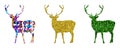 3d illustration of moose elk antler deer golden glitter design