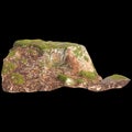 3d illustration of moss covered rocks isolated on black background Royalty Free Stock Photo