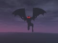 Mothman flying over a misty landscape at night Royalty Free Stock Photo