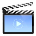 3D illustration of movie player icon in form of computer screen