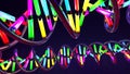 Multicolored neon light-like twisted DNA strand made of glass and metal