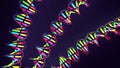 Multicolored neon light-like twisted DNA strand made of glass and metal