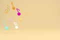 3d illustration of music note. Music melody background. Royalty Free Stock Photo