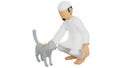 A 3D Illustration of A Muslim and A Cat