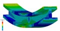 3D Illustration. Isometric illustration of a Von Mises stress plot for an I-Beam in bending with scale
