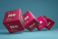 3D illustration of neon, chemical element of the periodic table. Education, science and technology background Royalty Free Stock Photo