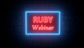 3D illustration of neon Ruby webinar. Glowing online learning banner. Coding concept. Learn to code Ruby programming language Royalty Free Stock Photo