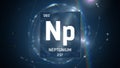 Neptunium as Element 93 of the Periodic Table 3D illustration on blue background