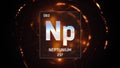 Neptunium as Element 93 of the Periodic Table 3D illustration on orange background