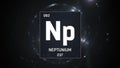 Neptunium as Element 93 of the Periodic Table 3D illustration on silver background Royalty Free Stock Photo