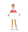 3d illustration. Nerd Larry with empty board. Advertising concept. Royalty Free Stock Photo