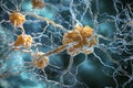 Microscopic view showing neurons connecting inside brain