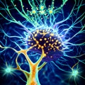 3d illustration of neuron cell, brain cell, neurons, nervous system AI Generated