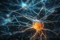 3d illustration of neuron cell or neurons in abstract background. Science concept Ai Generative Royalty Free Stock Photo