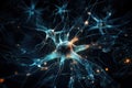 3d illustration of neuron cell, neurons, nervous system, computer generated images, electric energy flowing through Neurons cells Royalty Free Stock Photo