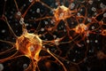 3d illustration of neuron cells with neurons, nervous system. Generative ai Royalty Free Stock Photo